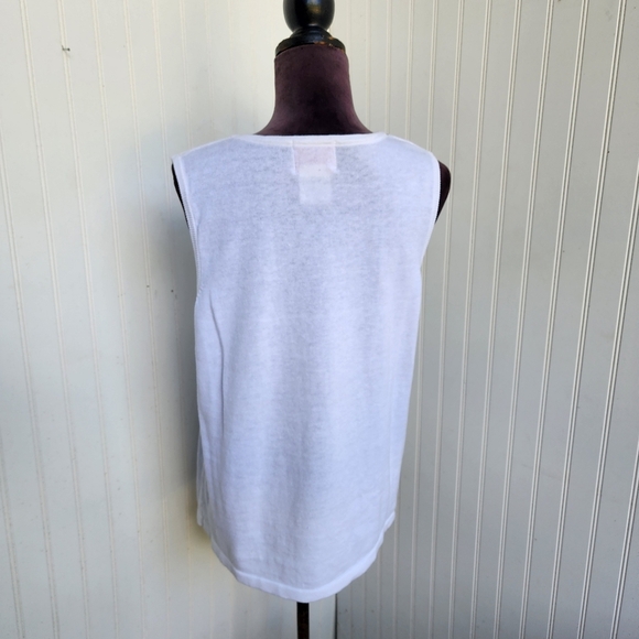 Quacker Factory White Sailboat Sweater Vest Womens Sleeveless Sequin Top Knit L - Picture 6 of 10